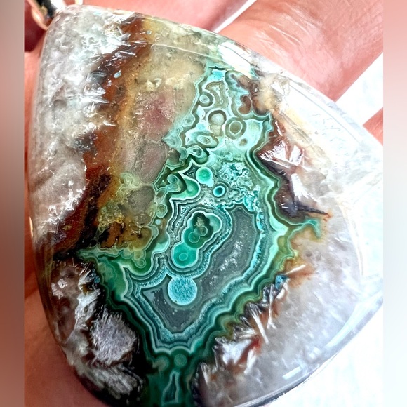 925 OMG OMG OMG! Magnificent! Malachite In Quartz! Pendant Necklace